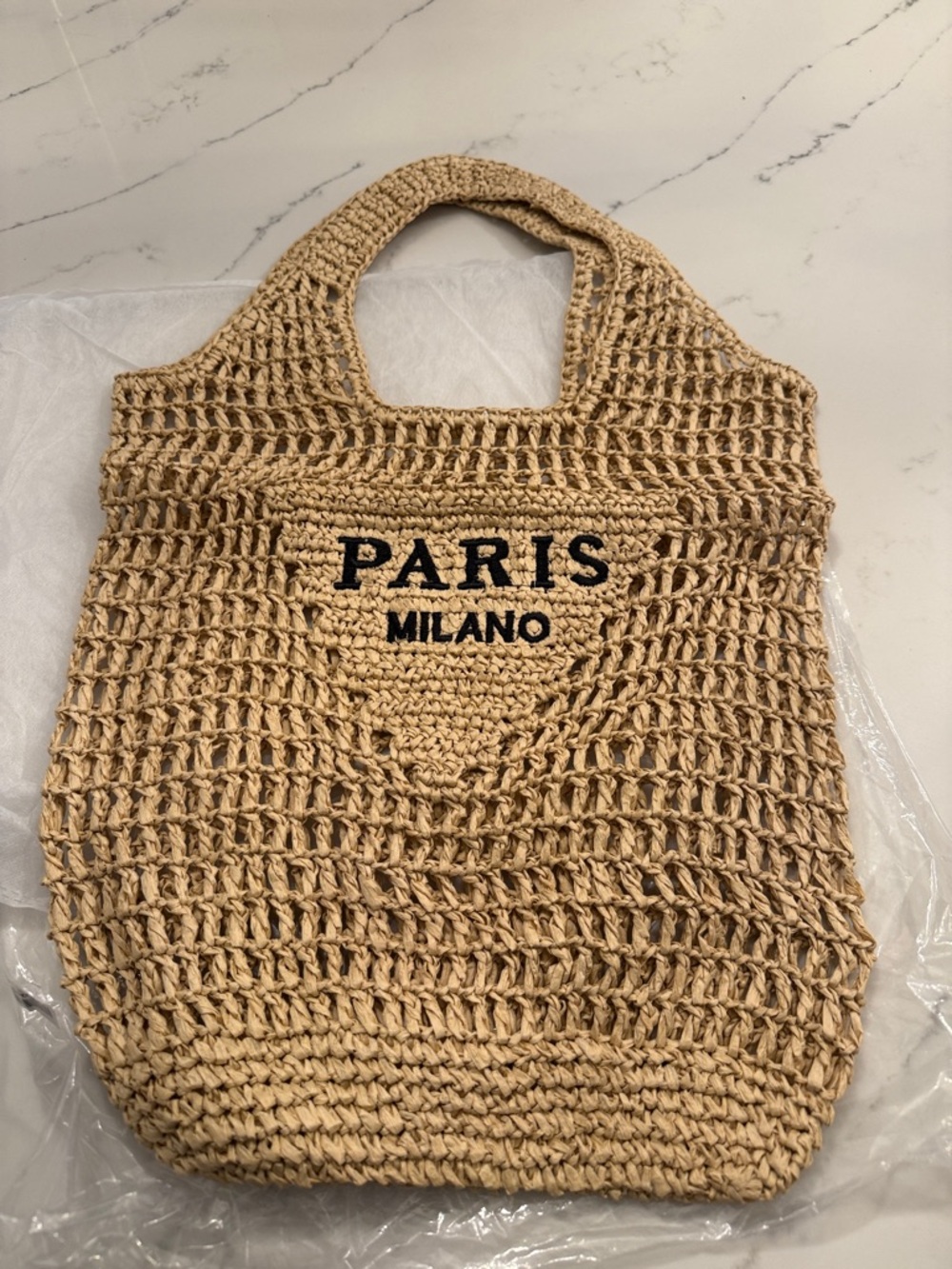 Woven Straw Tote Bag - Natural